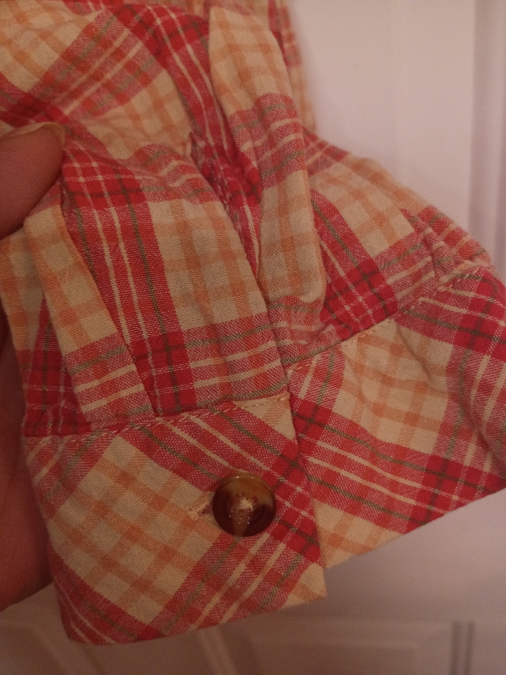 🤠🌻easel Pink and Cream Plaid Long Sleeve Button-Up Shirt Size Large - Picture 8 of 11